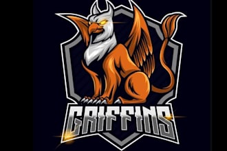 design wonderful griffin king e sport mascot logo design with 1 day delivers