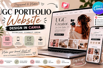 professional ugc portfolio website in canva, website ugc portfolio landing page