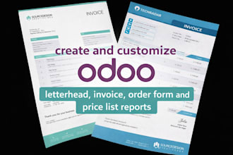 create and customize odoo letterhead, invoice, order form and price list reports
