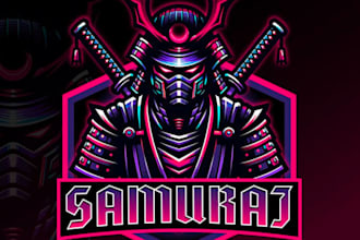 create wonderful samurai knight mascot logo design with company