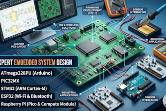 design embedded system using mcu atmega328pu,pic32mx,stm32,esp32,raspberry
