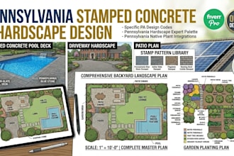 design stamped concrete pool deck, driveway, patio hardscape plan pennsylvania