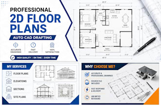 redraw floor plan blueprint architectural plan in autocad dwg