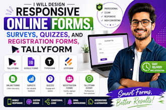 design responsive onlineforms, surveys, quizzes,registrationforms tallyform