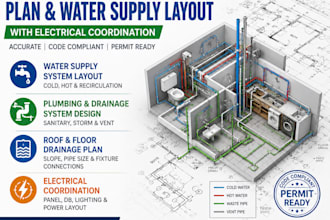 design plumbing system drainage plan and water supply layout in autocad