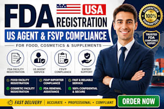 be your fda US agent and register food cosmetic facility for fsvp