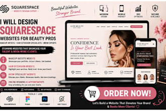design squarespace makeup artists website hair extension brow specialist website