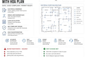 design electrical drawing ,sld, load calculation and nec compliant with hoa plan