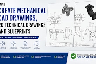 create mechanical cad drawings, 2d technical drawings and blueprints