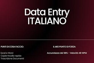 do accurate italian data entry, excel and copy paste