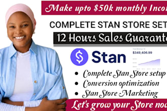 12 hours sales guarantee complete stan store setup ,stan digital products store