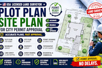 prepare USA licensed land surveyor plot plan site plan for city permit approval