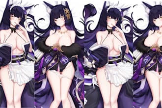 draw custom anime dakimakura body pillow illustration for oc or fanart vtuber