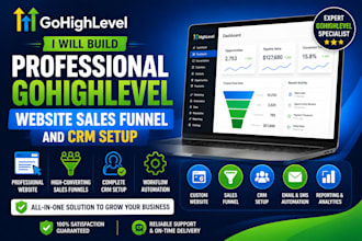 build professional gohighlevel website sales funnel and CRM setup