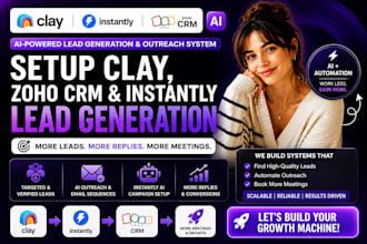 setup clay com, zoho crm lead generation instantly ai data outreachment clay