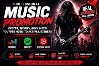 do deezer music promotion, spotify rock metal youtube music to active listeners