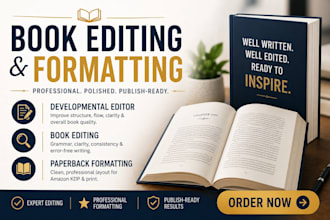 do book editing and formatting, paperback formatting, developmental editing
