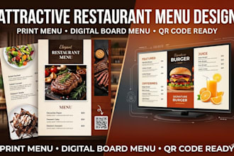 design attractive restaurant food menu or digital board menu design