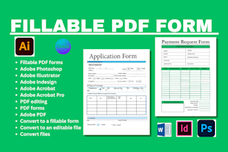 design interactive fillable pdf form, editable invoice template, adobe acrobat