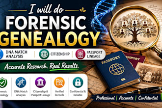do forensic genealogy, dna match analysis, citizenship and passport lineage
