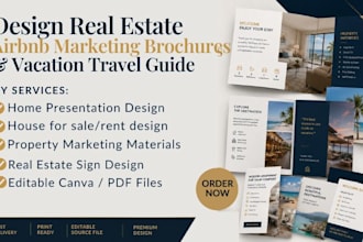 design rental real estate, airbnb marketing brochures and vacation travel guide