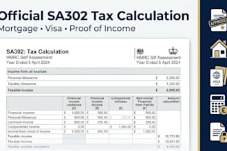 provide your official sa302 tax calculation for mortgage application