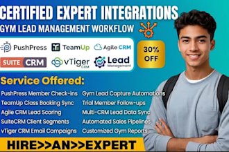 setup pushpress teamup agile crm suitecrm vtiger gym lead management workflow