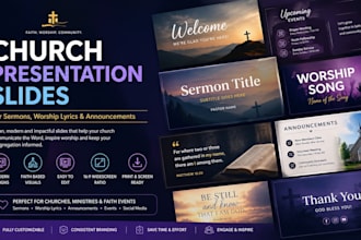 design church presentation slides for sermon, worship lyrics and announcements