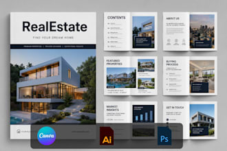 design startup real estate brochure, catalog property welcome guide booklet