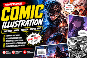 draw stunning comic illustration comic book or graphic novel art