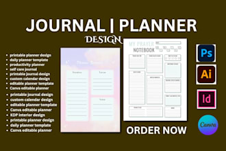 design printable and digital planner, journal book for kdp amazon epub tracker