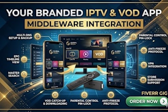build branded iptv player, vod app for android, ios, firestick with middleware