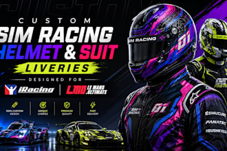 design custom sim racing helmet and suit liveries for iracing and lmu