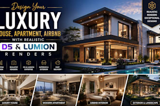 design your luxury house, apartment, airbnb with realistic d5, lumion renders