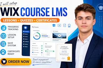 setup wix course website progress tracking lesson quizzes certificate lms