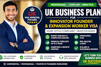 create a UK visa business plan for innovator founder and expansion worker visa