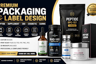 peptide packaging cosmetic label supplement packaging product pouch label design