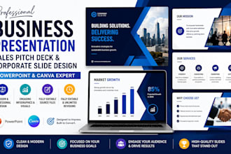 design business presentation, sales pitch deck, ppt corporate slide canva design