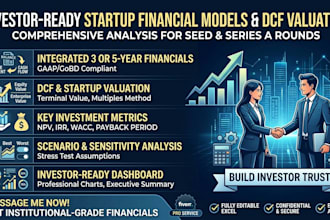 build financial model, irr, npv, dcf valuation and wacc for startup