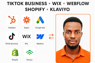 integrate hubspot zapier google ads tiktok business wix webflow shopify klaviyo