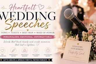 write heartfelt wedding speech, vows, toast and best man speech