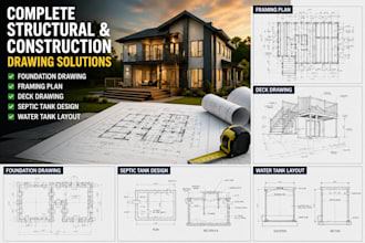 create foundation drawing layout plan framing plan deck and septic tank design