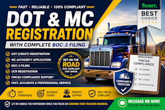handle dot registration, mc authority, boc3 filing, ucr and fmcsa compliance