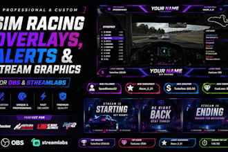 create custom sim racing overlays, alerts, and  graphics for obs and streamlabs