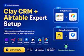 set up clay automation, n8n workflows, airtable CRM systems