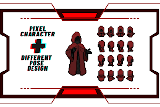 aesthetically design pixel art character sprite and icon, hud to suit your games
