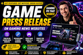 publish game press release on gaming news websites with SEO backlinks