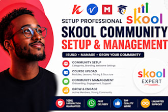 skool online community, skool course creation, skool community manager