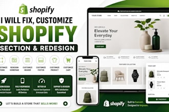 fix customize shopify section redesign homepage header footer product cart