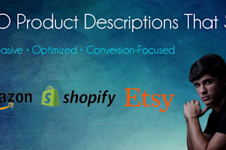 write SEO product descriptions for shopify amazon etsy